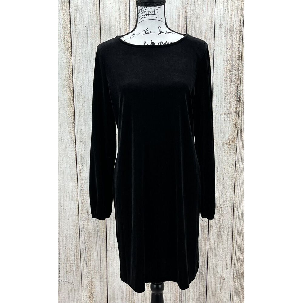 Preston & York Rosa Black Velvet Dress Size Medium Time To Sleigh Long Sleeve